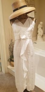 Italian BEAUTIFUL WHITE LINEN backless dress.